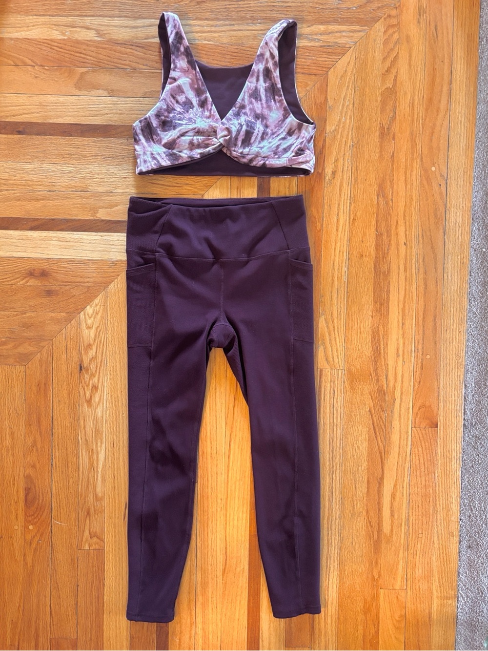 RBX/Victoria’s Secret Pink Plum High-Waist Leggings with Tie-Dye Sports Bra Set